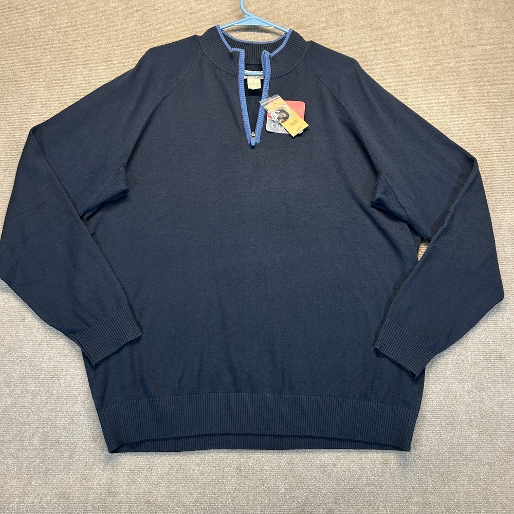 Duluth Rocket Science 1/4 Zip Mock Sweater Men's Large Pullover Navy Outlast NEW